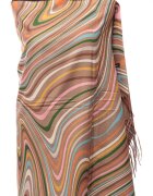 Shopika Esarfa din casmir cu linii curbe multicolore pe fond bej