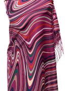 Shopika Esarfa din casmir cu linii curbe multicolore pe fond mov zmeura