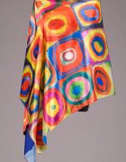 Shopika Esarfa dreptunghiulara cu doua fete din matase cu model inspirat dupa pictura lui Kandinski