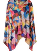 Shopika Esarfa dreptunghiulara premium cu doua fete din matase cu imprimeu multicolor abstract