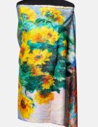 Shopika Esarfa matase cu imprimeu dupa Floarea Soarelui de Van Gogh