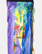 Shopika Esarfa matase doua fete imprimata cu model inspirat a unui tablou cu campuri de lavanda