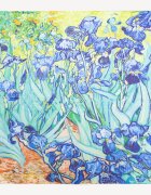 Shopika Esarfa patrata cu o fata imprimata cu model inspirat dupa pictura Irisi a lui Van Gogh din mata