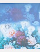 Shopika Esarfa patrata cu o singura fata cu imeprimeu floral nuante de albastru
