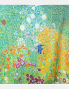 Shopika Esarfa patrata cu o singura fata imprimata cu model inspirat dupa Camp cu maci de Claude Monet