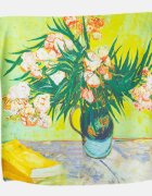 Shopika Esarfa patrata cu o singura fata imprimata cu model inspirat dupa un tablou cu flori de Van Gogh