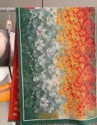 Shopika Esarfa premium din lana cu bumbac cu imprimeu vibrant campuri de flori