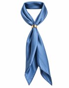 Shopika Esarfa satinata patrata cu inel auriu albastru jeans