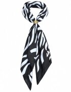 Shopika Esarfa satinata patrata cu inel auriu imprimeu animal print negru cu alb
