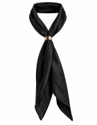 Shopika Esarfa satinata patrata cu inel auriu neagra