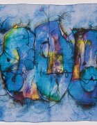 Shopika Esarfa tip batic din bumbac cu imprimeu grafic abstract pe fond bleu