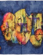 Shopika Esarfa tip batic din bumbac cu imprimeu grafic abstract pe fond bleumarin