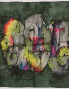 Shopika Esarfa tip batic din bumbac cu imprimeu grafic abstract pe fond verde inchis