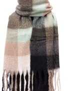 Shopika Fular cu imprimeu patrate colorate in nuante de negru bej si vernil