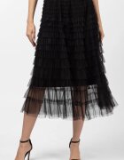 Shopika Fusta din tulle cu volane in straturi lunga neagra