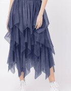 Shopika Fusta din tulle in straturi inegale lunga bleumarin