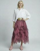 Shopika Fusta din tulle in straturi inegale lunga bordo