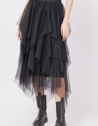 Shopika Fusta din tulle in straturi inegale lunga neagra