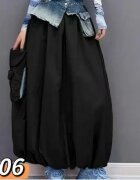 Shopika Fusta larga gogosar neagra tip cargo cu buzunare laterale model urban casual