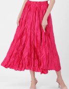 Shopika Fusta lunga ampla creponata lucios-satinata fucsia