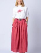 Shopika Fusta lunga casual roz inchis din in cu o curea fancy