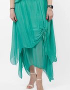 Shopika Fusta lunga in colturi din matase si vascoza suprapusa cu snur vertical verde