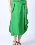 Shopika Fusta lunga verde crud cu poale prinse din in cu o curea fancy