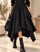 Shopika Fusta neagra extravaganta cu croiala lalea in clini si aripioare atasate din bumbac satinat