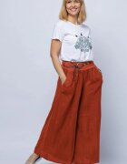 Shopika Fusta pantalon caramizie casual din in cu o curea fancy