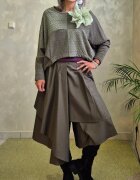 Shopika Fusta pantalon suprapusa asimetrica eleganta cu croi amplu taupe