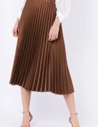 Shopika Fusta plisata satinata midi camel