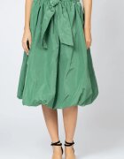 Shopika Fusta verde deschis midi tip gogosar din tafta cu curea