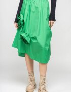 Shopika Fusta verde din bumbac satinat cu aplicatii sub forma de boboc