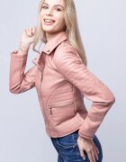 Shopika Geaca biker roz din piele ecologica