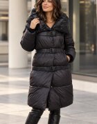 Shopika Geaca matlasata transformabila 3 in 1 cu guler amplu si curele decorative neagra