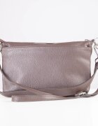 Shopika Geanta crossbody cu trei compartimente din piele naturala maron ciocolata