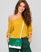 Shopika Geanta crossbody handmade cu bufnita pictata din piele naturala