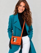 Shopika Geanta crossbody handmade cu pisicute din piele naturala portocalie