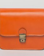 Shopika Geanta crossbody portocalie din piele naturala tip postas