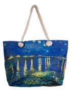 Shopika Geanta de plaja din material textil cu imprimeu lac luminat noaptea