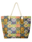Shopika Geanta de plaja din material textil cu imprimeu model marocan in culori vibrante