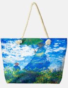 Shopika Geanta de plaja din material textil cu model inspirat dupa Claude Monet Femeia cu umberala de so