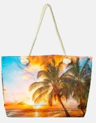 Shopika Geanta de plaja din material textil cu peisaj tropical