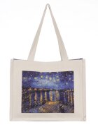 Shopika Geanta de umar din material textil cu imprimeu inspirat din pictura Noapte Instelata deasupra Rhonul