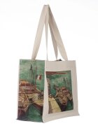 Shopika Geanta de umar din material textil cu imprimeu inspirat dintr-o pictura cu barci pe apa a lui Van Go