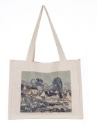 Shopika Geanta de umar din material textil cu imprimeu inspirat dintr-o pictura in tuse albastre a lui Van G