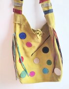 Shopika Geanta galbena handmade cu bulinute colorate unicat