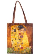 Shopika Geanta shopper din material satinat textil imprimeu inspirat dupa pictura Sarutul a celebrului
