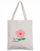 Shopika Geanta shopper din material textil cu imprimeu floare si mesaj You re my sunshine