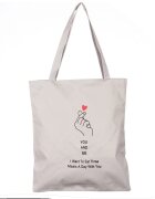 Shopika Geanta shopper din material textil cu imprimeu You and Me